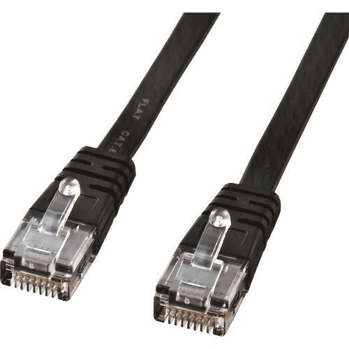 ■SANWA カテゴリ6フラットケーブル2m(ブラック) KBFL602BKN(2016513)[法人限定][外直送元](4.0)