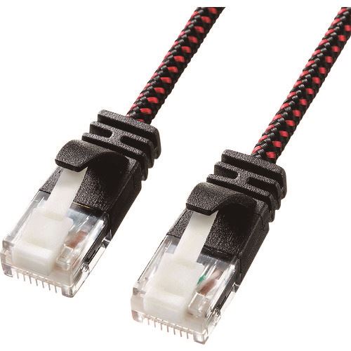 ■SANWA つめ折れ防止カテゴリ6A細径メッシュLANケーブル KBT6AME01BKR(2021235)[法...