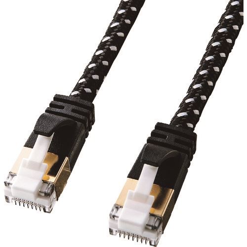 ■SANWA つめ折れ防止カテゴリ7細径メッシュLANケーブル KBT7ME03BKW(2026079)[送料別途お見積り][法人..