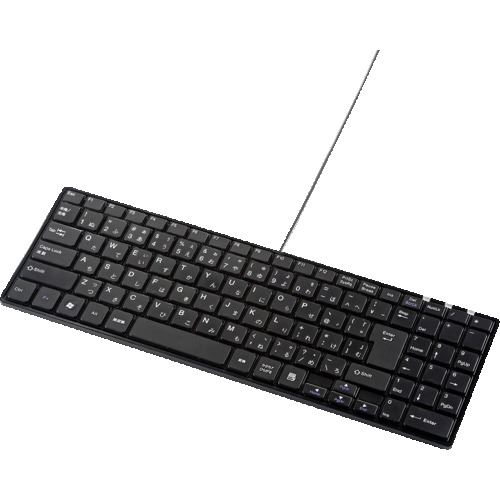 オレンジブック トラスコ中山　TRUSCOSANWA USBスリムキーボード 〔品番:SKBSL17BKN〕[ 注番:2031590]特長●無駄を省いた薄型・コンパクトのスリムパンタグラフキーボードです。●サイズを極限まで小さくした超コンパクトデザインです。●キーボードカーブ採用です。●邪魔な時は立てて収納可能です。●ケーブルは左右真ん中の三方向に固定可能です。●2段階調節が可能なスタンド付きです。仕様●色：ブラック●幅(mm)：345●奥行(mm)：115●高さ(mm)：19●インターフェース：USB●キー表示：102キー日本語109A配列●キースイッチ：パンタグラフ●キーピッチ(mm)：19(文字キー以外は除く)●キーストローク(mm)：2.0±0.1●動作力(g)：50±20仕様2●適合機種：各社DOS/Vパソコン。ただし、USBポートを持ちパソコン本体メーカーUSBポートの動作を保証している機種備考※ノートパソコンや各メーカー純正キーボードのファンクションキーにあらかじめ割り付けられている特殊機能（画面の明度調整やボリュームのアップダウンなど）は、このキーボードからは操作できません。※Windowsが起動する前のコマンド(BIOSの設定、SCSIボードの設定など)は使用できない場合があります。材質/仕上セット内容/付属品注意原産国（名称）中国JANコード4969887693384本体質量300gオレンジブック トラスコ中山　TRUSCOSANWA USBスリムキーボード 〔品番:SKBSL17BKN〕[注番:2031590][本体質量：300g]《包装時基本サイズ：360×150×23》〔包装時質量：495g〕分類》オフィス・住設用品》OA用品》マウス・キーボード☆納期情報：オレンジブック掲載以外でメーカー直送品（送料元払い）【法人限定＝会社名ご記入お願い致します。】※北海道・沖縄・離島は運賃別途商品も含む