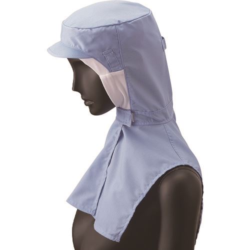 ■サンペックス ロングフード 衛生帽子 サックス M DC5235M(2046601)[送料別途お見積り][法人限定][掲外..