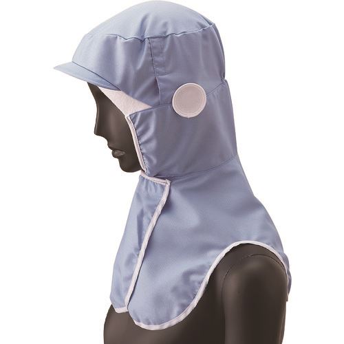 ■サンペックス ロングフード 衛生帽子 サックス LL DC5241LL(2046606)[送料別途お見積り][法人限定][掲..