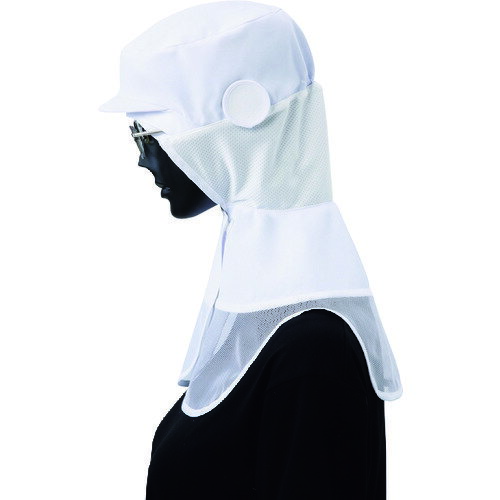 ■サンペックス ロングフード 衛生帽子 ホワイト L CD590A9L(2046617)