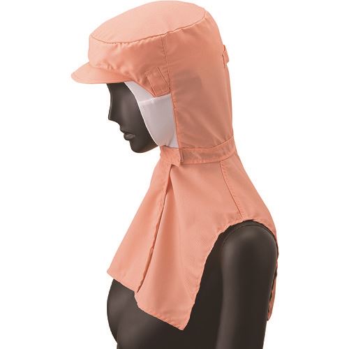 ■サンペックス ロングフード 衛生帽子 ピンク L DC5014L(2046623)[送料別途お見積り][法人限定][掲外取..