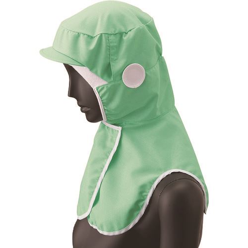 ■サンペックス ロングフード 衛生帽子 グリーン S DC5242S(2046635)[送料別途お見積り][法人限定][掲外取寄]