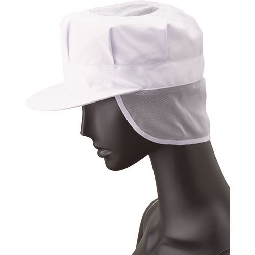 ■サンペックス 八角帽子 メッシュケープ付き 衛生帽子 ホワイト LL US2652LL(2049732)[送料別途お見積..
