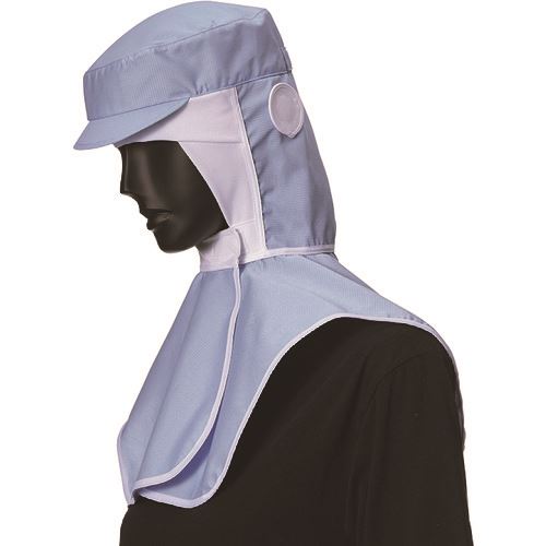 ■サンペックス ロングフード 衛生帽子 サックス LL DC5256LL(2049736)[送料別途お見積り][法人限定][掲..