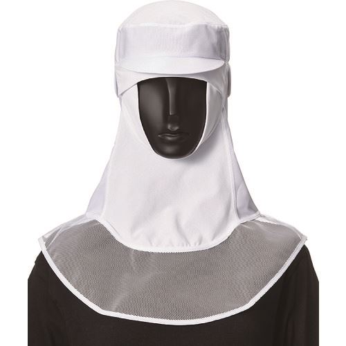 ■サンペックス ロングフード 衛生帽子 ホワイト LL DC5258LL(2049749)[送料別途お見積り][法人限定][掲..