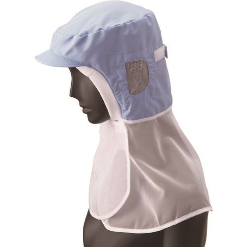 ■サンペックス ロングフード 衛生帽子 サックス F DC5214(2049752)[送料別途お見積り][法人限定][掲外..