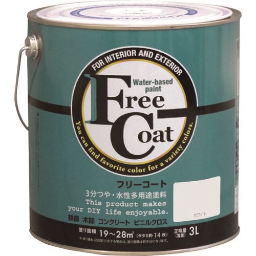 Rakuten - ■アトムペイント 水性フリーコート 3L ホワイト 0000123401(2054420)×4[送料別途お見積り][法人限定][外直送]