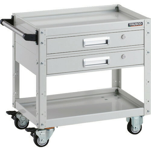 ■TRUSCO ツールワゴン イーグルワゴン 600×400×H600 2段引出付 ウレタン車輪 ホワイト EGW662V2UW(2064..