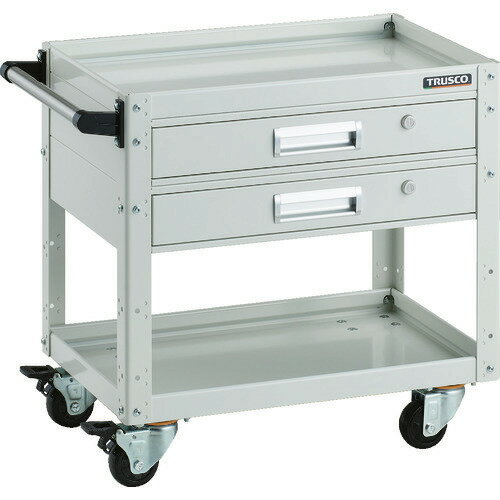 ■TRUSCO ツールワゴン イーグルワゴン 600X400 引出2段付 4輪自在 ホワイト EGW662V2JW(2064258)