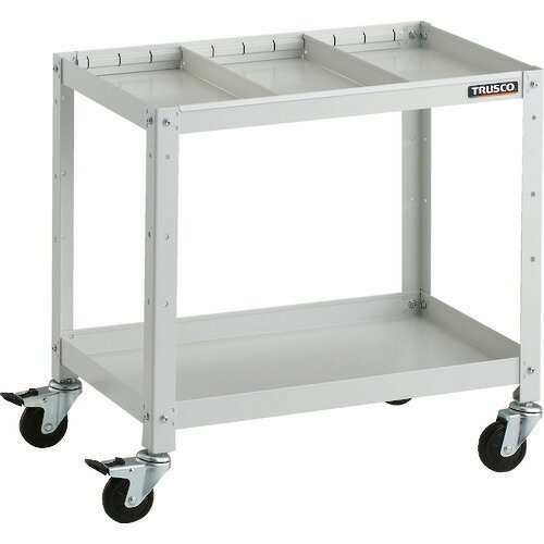 ■TRUSCO ツールワゴン ラビットワゴン 600X400 仕切2段付 ゴム車輪 ホワイト RBW662S2W(2064276)
