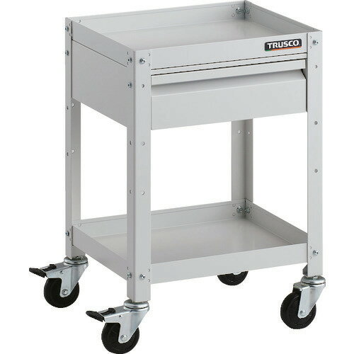 ■TRUSCO ツールワゴン ラビットワゴン 400X350 引出1段付 ゴム車輪 ホワイト RBW642VW(2064278)