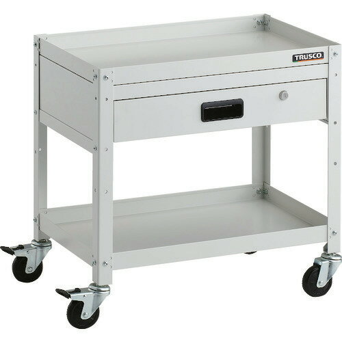 ■TRUSCO ツールワゴン ラビットワゴン 600X400 引出1段付 ゴム車輪 ホワイト RBW662VW(2064282)