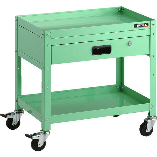 ■TRUSCO ツールワゴン ラビットワゴン 600X400 引出1段付 ゴム車輪 ヤンググリーン RBW662VYG(2064283)