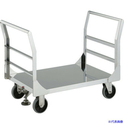 ■TRUSCO オールステンレス製運搬車 オールステンレス両袖台車 (固定ハンドル・両袖タイプ) 800×450 ストッパー付 ASUD3WS(2065168)[法人限定][直送元]