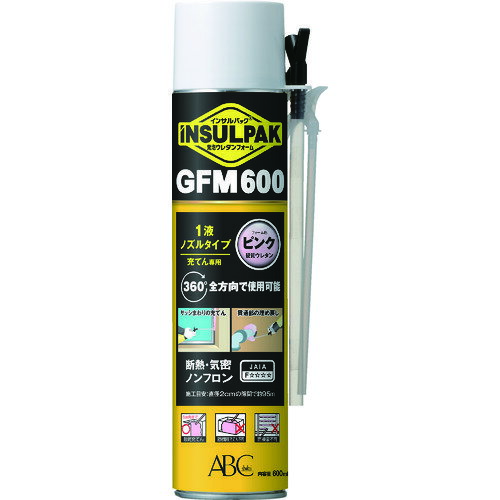 ■ABC 簡易型発泡ウレタンフォーム 1液ノズルタイプ インサルパック GFM600 600ml フォーム色:ピンク GF..