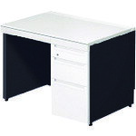 ■PLUS 673544)ステージオ 片袖机 ST−F107L−P4 WS/BK STF107LP4WSBK(2098579)[送料別途お見積り][法人限定][外直送]