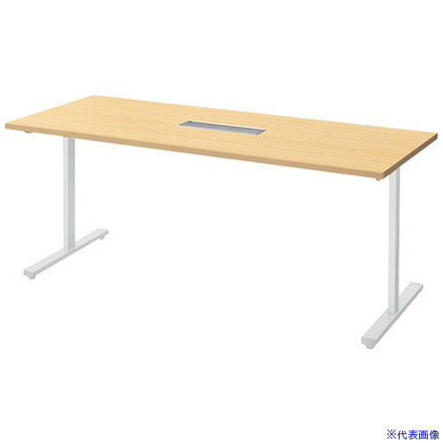 ■NAIKI ミーティングテーブル(配線付/直線テーブル モプト MP型/天板：シルクウッド 脚：クリアーホワ..