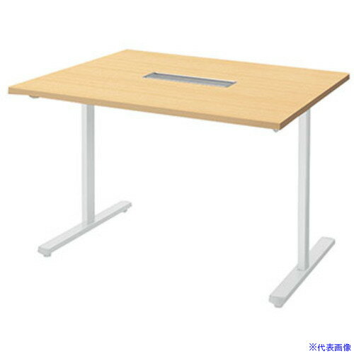 ■NAIKI ミーティングテーブル(配線付/直線テーブル モプト MP型/天板：シルクウッド 脚：クリアーホワ..