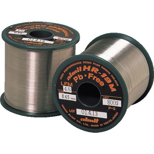 ■アルミット 鉛フリーやに入りはんだ HR-19M LFM48 0.65mm HR19MLFM065(2151219)[送料別途見積り][法人・事業所限定][外直送]
