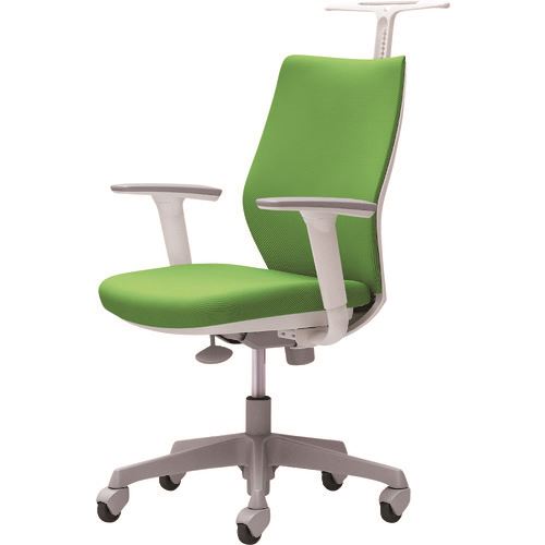 ■OKAMURA CG-M 可動肘 背パッド ハンガー有 ホワイトボディ ゴムキャスター ライムグリーン CG98XRFZH5(2163823)[送料別途お見積り][法人限定][外直送]