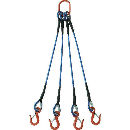 オレンジブック トラスコ中山　TRUSCOTRUSCO 4本吊玉掛ワイヤロープスリング(カラー被覆付)アルミロックタイプ 青透明2M 収縮カバー付 〔品番:TWSP4P12S2WT〕[ 注番:2167111]特長●樹脂製のカラー被覆付きのため、太さや使用荷重が一目でわかります。●JIS規格適合品のワイヤロープを使用しています。●「労働安全衛生規則第475条」及び「クレーン等安全規則第219条」に規程された方法にのっとり加工している商品です。●端末を特殊スリーブにて圧着加工しており、加工部分のトゲがなく、安全に作業して頂けます。●対象物に極力傷をつけたくない場面などでは、スリーブ部分を収縮チューブで保護したタイプ（収縮チューブ保護カバー付きタイプ）をご使用ください。●カシメ部分を収縮チューブで保護をしています。用途●工事現場や各種工場内での玉掛作業・固縛作業に。仕様●全長(m)：2.0●スリング径(mm)：12●タイプ：4本吊り●被覆色：青透明●安全使用荷重4本吊り(t)：吊り角度60度以内 2.80●ワイヤ径(mm)：12●外径(mm)：14仕様2●アルミロックタイプ●JIS規格(JIS　G3525)ワイヤロープ使用材質/仕上●ロープ：炭素鋼●芯：麻芯●スリーブ：アルミ合金●シンブル：Q235（SS400相当）表面ドブメッキセット内容/付属品注意●提供不可：chemSHERPA、SDS、ミルシート原産国（名称）日本JANコード4989999772852本体質量12.6kgオレンジブック トラスコ中山　TRUSCOTRUSCO 4本吊玉掛ワイヤロープスリング(カラー被覆付)アルミロックタイプ 青透明2M 収縮カバー付 〔品番:TWSP4P12S2WT〕[注番:2167111][本体質量：12.6kg]分類》荷役用品》吊りクランプ・スリング・荷締機》ワイヤロープスリング☆納期情報：メーカー取り寄品（弊社より発送）
