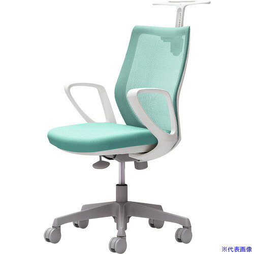 ■OKAMURA CG−M 固定肘 背メッシュ ハンガー有 ホワイトボディ ナイロンキャスター セージ CG22WRFZK6(2168477)[送料別途お見積り][法人限定][外直送]