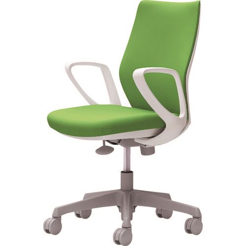 ■OKAMURA CG-M 固定肘 背パッド ハンガー無 ホワイトボディ ナイロンキャスター ライムグリーン CG27WR..