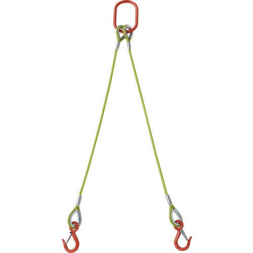 ■TRUSCO 2本吊玉掛ワイヤーロープスリング(カラー被覆付)アルミロックタイプ 黄透明1.5M TWSP2P9S1.5(2..