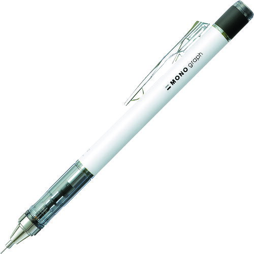 オレンジブック トラスコ中山　TRUSCOTombow シャープペンシル モノグラフ ホワイト0.5 〔品番:DPA134A〕[ 注番:2174968]特長●しっかり消せるモノ品質の消しゴムを搭載しました。●片手でも出し入れ可能な繰り出し式です。●製図用シャープに用いられる固定パイプ式なので、安定した精密な筆記が可能です。●ペン先を下に向けて上下に振るだけで芯がでます。●またクリップノックも可能です。仕様●芯径(mm)：0.5●本体色：ホワイト●芯硬度：HB仕様2●フレノック式/クリップノック式●回転繰り出し式消しゴム●フレロック付き材質/仕上セット内容/付属品注意原産国（名称）日本JANコード4901991059595本体質量17gオレンジブック トラスコ中山　TRUSCOTombow シャープペンシル モノグラフ ホワイト0.5 〔品番:DPA134A〕[注番:2174968][本体質量：17g]《包装時基本サイズ：50×13×192》〔包装時質量：26g〕分類》オフィス・住設用品》文具・事務用品》筆記具☆納期情報：メーカー取り寄品（弊社より発送）