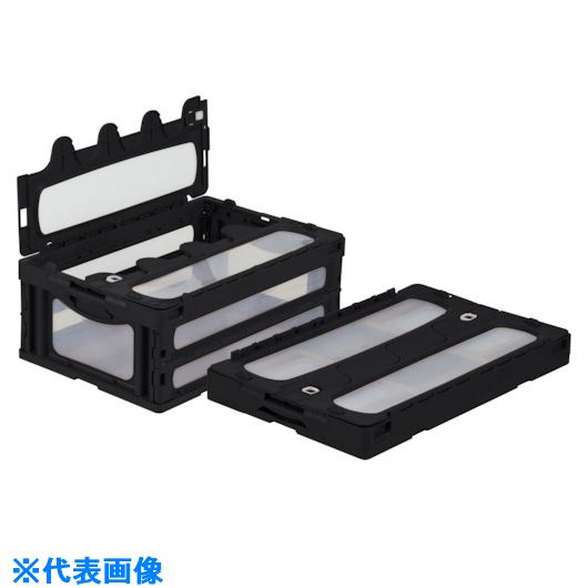 樂天商城 - ■サンコー フタ一体型折りたたみコンテナー 559080 マドコンC−55Bブラック SKOC55BBK(2175767)[送料別途お見積り][法人限定][外直送]