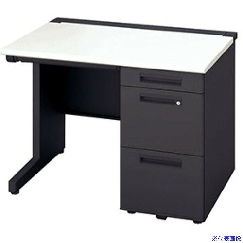 ■NAIKI 片袖デスク(ロングストローク XEHH型/天板:ホワイト 本体:ブラック/W1000×D700×H720 XEHH107HSBH(2176112)[送料別途お見積り][法人限定][外直送]