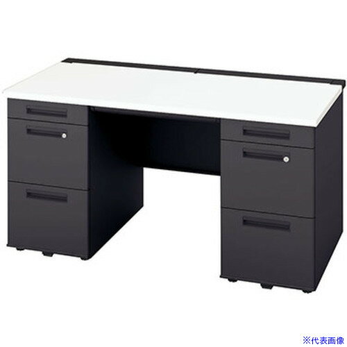 ■NAIKI 両袖デスク(ロングストローク XEHH型/天板:ホワイト 本体:ブラック/W1400×D700×H720 XEHH147HHS..