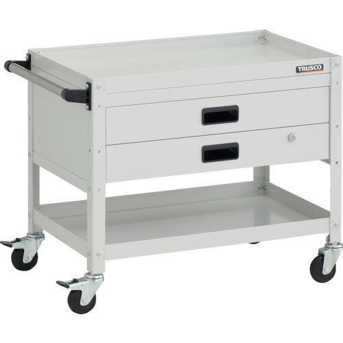 ■TRUSCO ツールワゴン ラビットワゴン 700X450XH600 2段 2段引出付 ハンドル付 ゴム車輪 ホワイト RBW6..