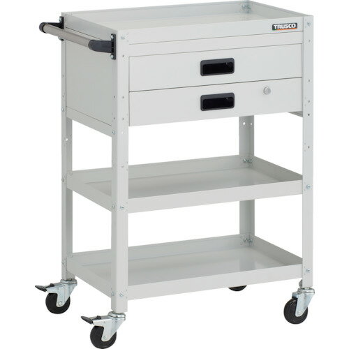 ■TRUSCO ツールワゴン ラビットワゴン 600X400XH880 3段 2段引出付 ハンドル付 ゴム車輪 ホワイト RBW9..