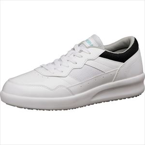 オレンジブック トラスコ中山　TRUSCOミドリ安全 超耐滑作業靴 ハイグリップ・ザ・フォース NHF−710 ホワイト 25.5cm 〔品番:NHF710W25.5〕[ 注番:2489941]特長●新開発の高反発EVAミッドソールにより、ソフトでふわふわな履き心地です。●跳ねるようなクッション性でスムーズな足運びと疲労軽減を実現し、立ち仕事に最適です。●ダイヤモンド型の新しい底意匠により、全方向への耐滑性がアップしました。●取外し可能で通気性＆クッション性も良いEVAインソールです。●インソールの裏面には通気性を高める通気孔加工を施しています。仕様●寸法(cm)：25.5●足幅サイズ：EEE●色：ホワイト仕様2材質/仕上●甲被:人工皮革／メッシュ●靴底:高反発EVA/合成ゴム●中敷:EVAインソール（抗菌・防臭）セット内容/付属品注意●つま先保護性能（先芯装備）はありません。原産国（名称）中国JANコード4548890448459本体質量540gオレンジブック トラスコ中山　TRUSCOミドリ安全 超耐滑作業靴 ハイグリップ・ザ・フォース NHF−710 ホワイト 25.5cm 〔品番:NHF710W25.5〕[注番:2489941][本体質量：540g]《包装時基本サイズ：295×180×110》〔包装時質量：740g〕分類》保護具》安全靴・作業靴》作業靴☆納期情報：メーカー取り寄品（弊社より発送）