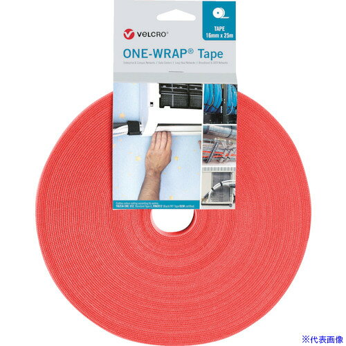 ■Velcro 【売切廃番】ヴェルクロ[[R上]] ONE−WRAP[[R上]] テープ 幅25mm×長さ25m オレンジ VELOW64163(2503631)