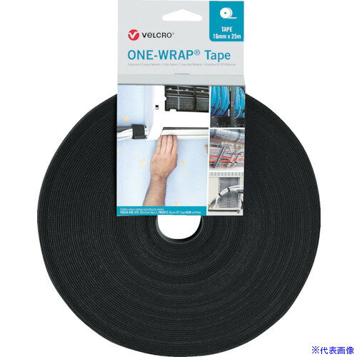 ■Velcro ヴェルクロ[[R上]] ONE−WRAP[[R上]] テープ 幅10mm×長さ25m 黒 難燃性タイ...