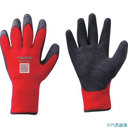 ■TRUSCO 防寒天然ゴム手袋 裏起毛タイプ レッド Lサイズ WG171RL(2511341)