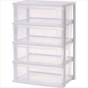 ■IRIS 282328 ワイドチェスト NSW—544 4段 ホワイト/クリア NSW544(2534602)[法人限定][外直送元]