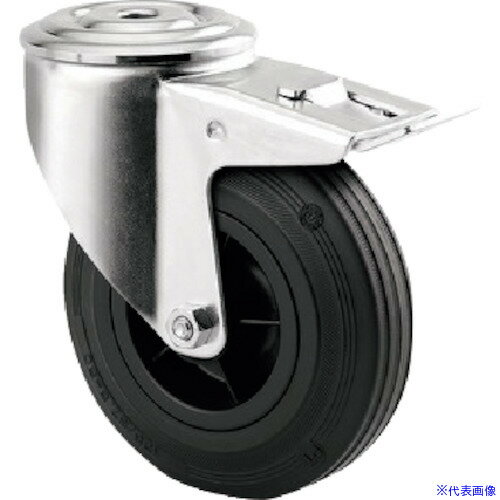 ■テンテキャスター ボルト穴式キャスター“ALPHA”(ゴム車) φ160 自在式(トータルロック付) 3477PVR160P3..