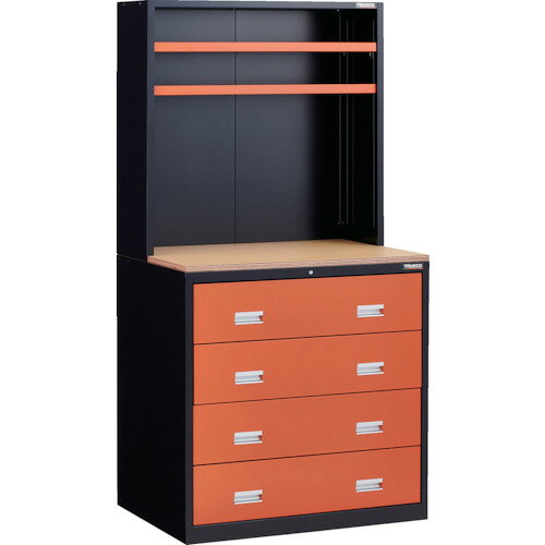 オレンジブック トラスコ中山　TRUSCOTRUSCO TWK型キャビネット 900X650XH1800 4段 上棚付 Sレール 黒 〔品番:TWK904SUT2〕[ 注番:2562367]特長●木製天板の上で作業ができます。●上棚付●オールロック機構（全ての引き出しが同時にロックされます。）●ラッチ機構（各引き出しにストッパーを内蔵しています。●上棚に小引出し（別売）MM-1を6個、MM-2を3個収納可能です。●棚板前面こぼれ止めにより、地震時の飛び出しを防ぎます。仕様●間口(mm)：900●奥行(mm)：650●高さ(mm)：1800●最大積載量(kg/台)：650●均等積載量(kg/段)：150●本体色：ブラック(引出し・棚板：オレンジ)●引出し：H200 4個●引出し(段)：4●コンセント仕様：AC100V(2口)、エア源(1口)仕様2●100V電源(2口)●エア源(1口)●転倒防止用床固定金具付●パーテーション(4枚/段)デバイダー(10枚/段)付材質/仕上●本体:スチール●天板:木合板（厚み21mm、透明ニス仕上げ）セット内容/付属品注意●車上渡しのため、お客様での荷降ろしが必要です。●キャビネット本体は完成品ですが、コンセントパネル・パンチングパネル・上棚はユーザー様にて組み立てが必要です。●転倒の恐れがありますので、上部引き出しだけの積載はおやめください。原産国（名称）日本JANコード4550414011858本体質量147kgオレンジブック トラスコ中山　TRUSCOTRUSCO TWK型キャビネット 900X650XH1800 4段 上棚付 Sレール 黒 〔品番:TWK904SUT2〕[注番:2562367][本体質量：147kg]分類》物流・保管用品》工場用保管設備》キャビネット☆納期情報：メーカー直送品（送料元払い）【法人限定＝会社名ご記入お願い致します。】 ※北海道・沖縄・離島は運賃別途商品も含む