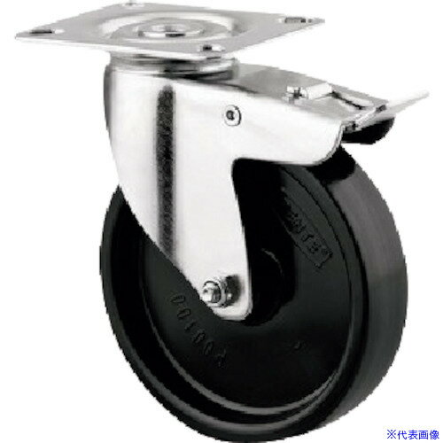 ■テンテキャスター ボルト穴式キャスター“AGILA”(ナイロン車) φ100 自在式(トータルロック付) 1477POO100P50(2574521)[法人限定][外直送元]