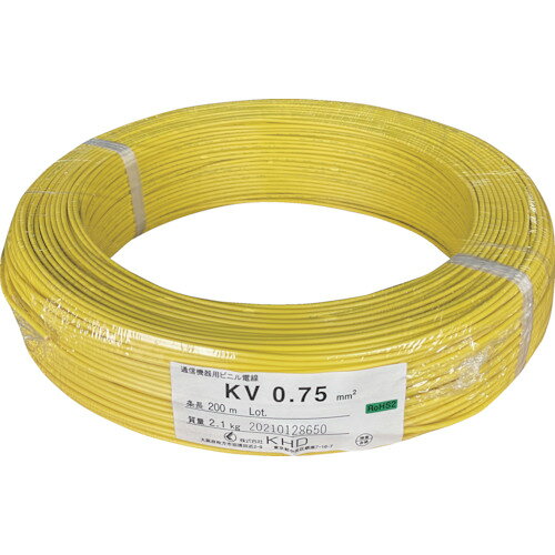 オレンジブック トラスコ中山　TRUSCOKHD KV0.75 黄 200m 〔品番:KV0.75SQ03200M〕[ 注番:2580646]特長●可とう性、加工性に優れています。用途●電子・通信機器用の内部配線に。仕様●芯数：1●仕上がり外径(mm)：2.1●色：黄●長さ(m)：200●定格電圧(V)：300●全長(m)：200●サイズ(SQ)：0.75仕様2●JIS C3368規格品●構成：30本/0.18mm(A)(素線数/素線径)●絶縁体厚さ(mm)：0.5●導体抵抗(20℃)：24.4Ω/km以下●定格温度：60℃●難燃性：60℃傾斜難燃●絶縁材：PVC材質/仕上セット内容/付属品注意原産国（名称）日本JANコード本体質量2.2kgオレンジブック トラスコ中山　TRUSCOKHD KV0.75 黄 200m 〔品番:KV0.75SQ03200M〕[注番:2580646][本体質量：2.2kg]《包装時基本サイズ：230×230×45》〔包装時質量：2kg〕分類》電子機器》電気・電子部品》ケーブル☆納期情報：メーカー取り寄品（弊社より発送）