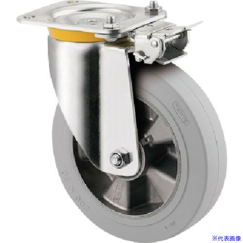 ■テンテキャスター 重荷重用キャスター”ZETA”(ゴム車・タイヤ痕レスタイプ) φ200 自在式(方向ロック付)..