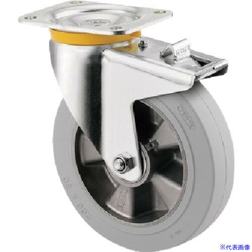 ■テンテキャスター 重荷重用キャスター”ZETA”(ゴム車・タイヤ痕レスタイプ) φ160 自在式(トータルロック付) 4687IFP160P63(2684913)[法人限定][外直送元]