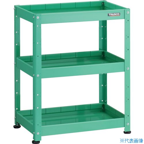 ■TRUSCO 小型ボルト式棚 バーディワゴンラック型 600X400 深3段 ヤンググリーン BDWR963F3YG(2697202)