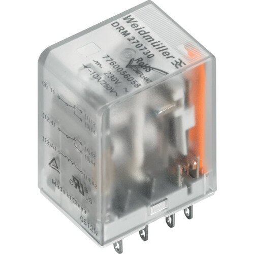 ■ワイドミュラー リレー DRMシリーズ DC24V駆動 10A C接点 極数2 LED、フリーホイールダイオード付き 7760056077(2716081)×20[送料別途お見積り][法人限定][掲外取寄]